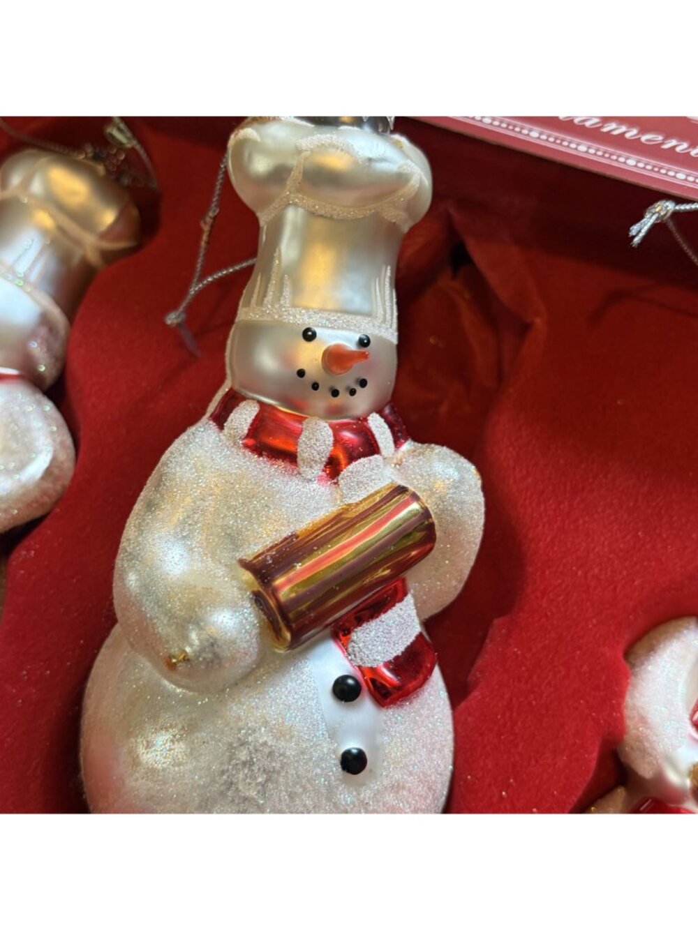 Williams Sonoma Limited Edition Baker Chef Snowman Glass Holiday Ornaments 2005 - Picture 8 of 16
